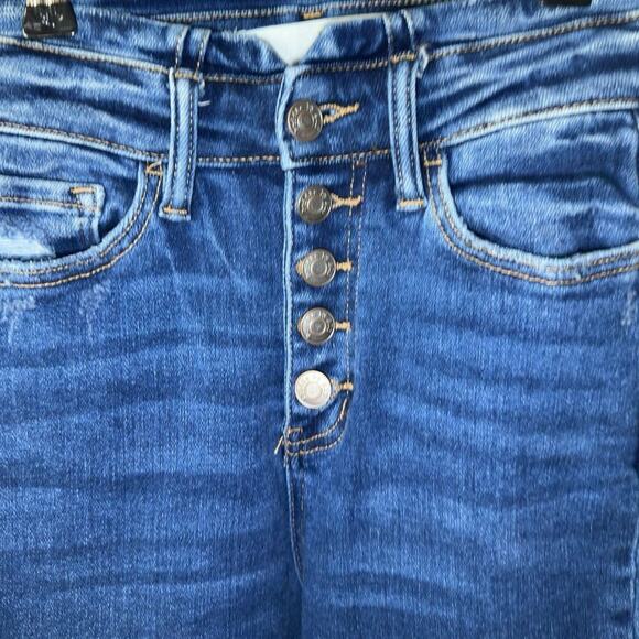 Bridge by Gly Ultra High Rise Extreme Flare Blue Jeans Womens Button fly Sz 24 - Picture 2 of 5